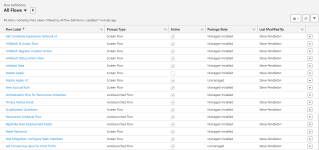 Screenshot: flows list